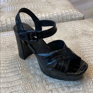 Jeffrey Campbell Black Croc Velcro Latch Heels